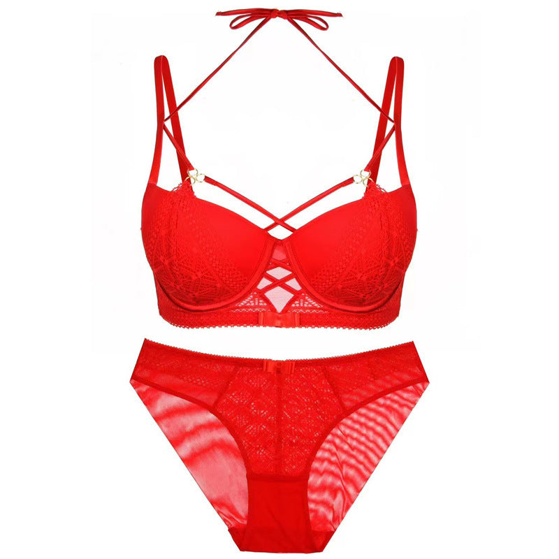 European and American Small Chest Push-Up Set Sexy Strap Design Lace Anti-Sagging Side Breast Collection