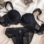 French Style Sexy Lace Women's Wireless Push-Up Bra Set for Small Busts and Side Breast Collection