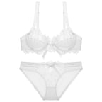 Sexy Lingerie Ultra-Thin Transparent Large Bust Minimizer Plus Size Anti-Sagging Lace Bra Set
