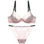 French Style Ultra-Thin Transparent Bra for Large Busts, Minimizing Effect, Plus Size, Anti-Sagging, Lift-Up Lace Set