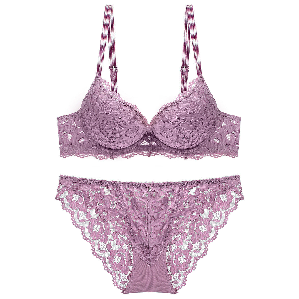 Sexy Small Chest Enhancing Push-Up Bra with Side Support Anti-Sagging Lace Lingerie Set