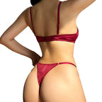 European and American Sexy Lingerie French Ultra-thin Jacquard Lace Large Bust Minimizer Plus Size Set