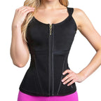 Women's outdoor fitness waist anti roll vest with bra, zipper shaping top