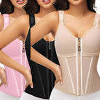 Women's outdoor fitness waist anti roll vest with bra, zipper shaping top