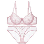 French Style Sexy Pure Desire Ultra-Thin See-Through Embroidered Lace Large Bust Minimizing Anti-Sagging Bra