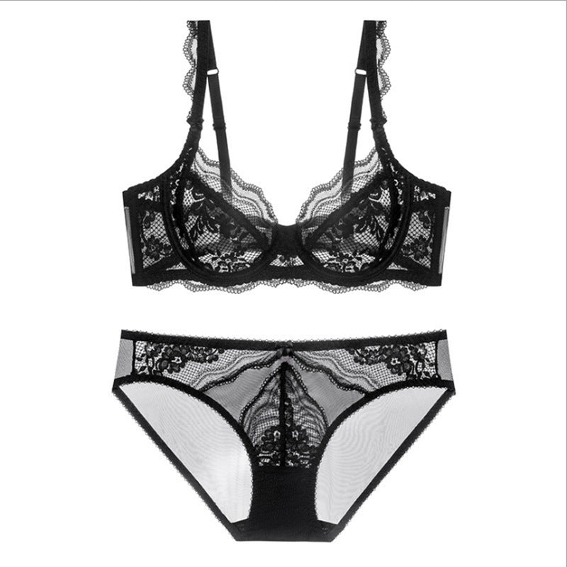 New Sexy Lace Large Bust Minimizer Push-Up Bra Set Ultra-Thin