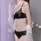 Sexy Lingerie for Women French Style Ultra-Thin Mesh Plus Size Large Bust Minimizing Anti-Sagging Bra Set